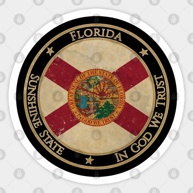 Vintage Florida USA United States of America American State Flag Sticker by DragonXX